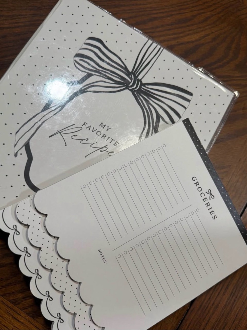 Recipe & Grocery Notepad Set - Black and White